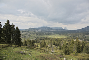 Au-dessus des Quatre Chemins, au fond le Grand Veymont, visité le matin, restera dans son nuage