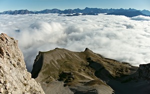 Vue sur les Ecrins depuis le couloir Paul Arthaud.